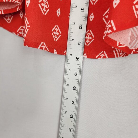 Simple Fun Flutter Sleeve Women’s Blouse M Pullover Round Neck Tie Office - Picture 4 of 8